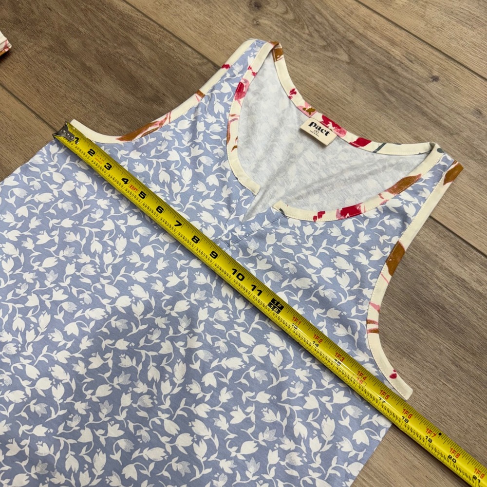 Pact Staycation Organic Cotton Floral Pajama Set Blue White Red Medium - Picture 5 of 14